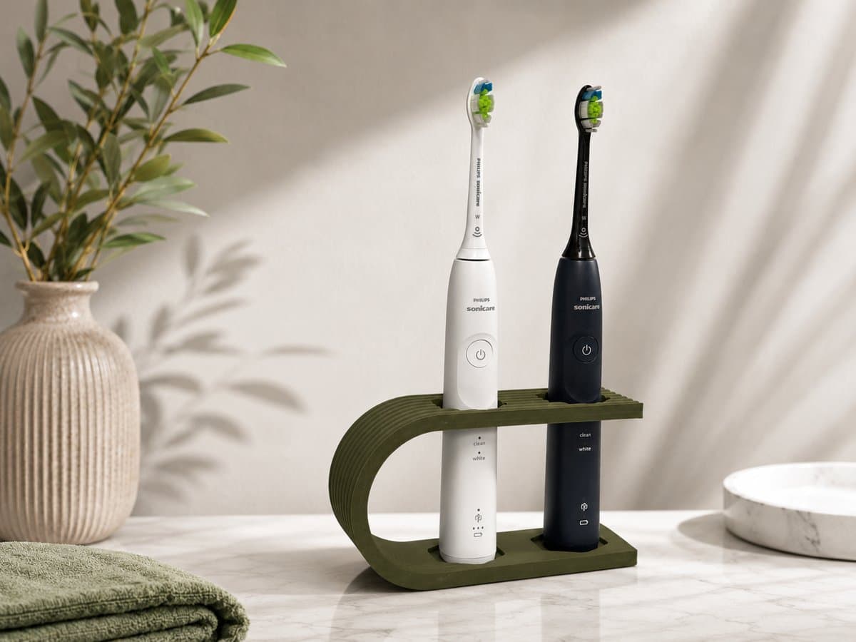 Diş Fırçalığı – Elektrikli ve Manuel Fırça İçin Modern Banyo Standı – 3D baskı PLA