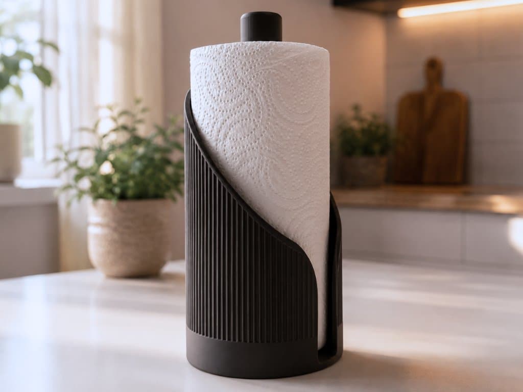 Japandi Kâğıt Havluluk – Minimal Tasarımlı Tezgah Üstü Havlu Tutucu – 3D baskı ürün